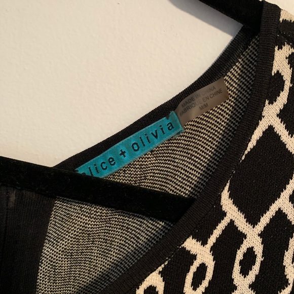 Alice + Olivia Black White Geometric Knit Dress M - Picture 5 of 7